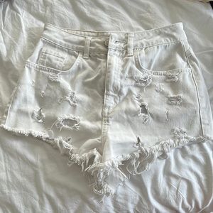 White distressed shorts , w 26